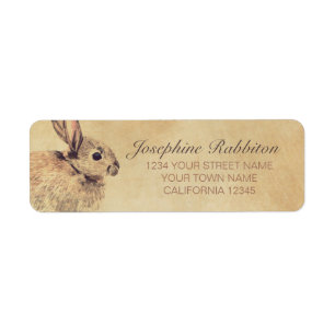 Rabbit Watercolor Sketch Label