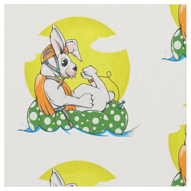 Rabbit wearing a life jacket fabric (Close Up)