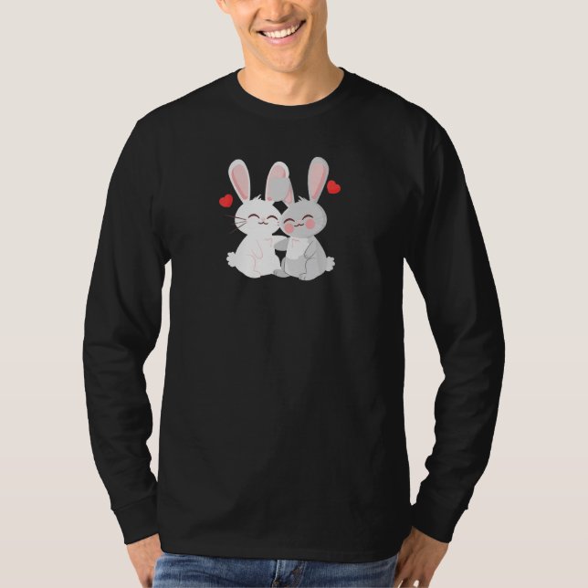 RABBIT Wedding Anniversary Engagement Party Him He T-Shirt (Front)