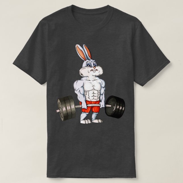 Rabbit Weightlifting Funny Deadlift Fitness Easter T-Shirt (Design Front)