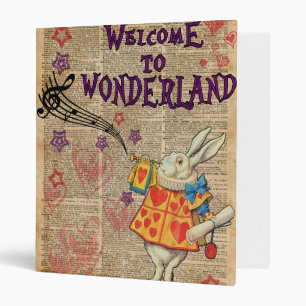 Rabbit Welcome To .. Alice In Wonderland 3 Ring Binder