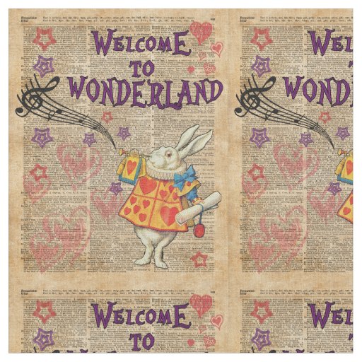Rabbit Welcome To .. Alice In Wonderland Fabric