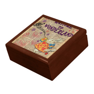 Rabbit Welcome To .. Alice In Wonderland Jewelry Box