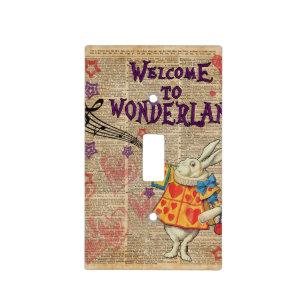 Rabbit Welcome To .. Alice In Wonderland Light Switch Cover