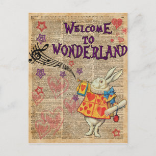 Rabbit Welcome To .. Alice In Wonderland Postcard