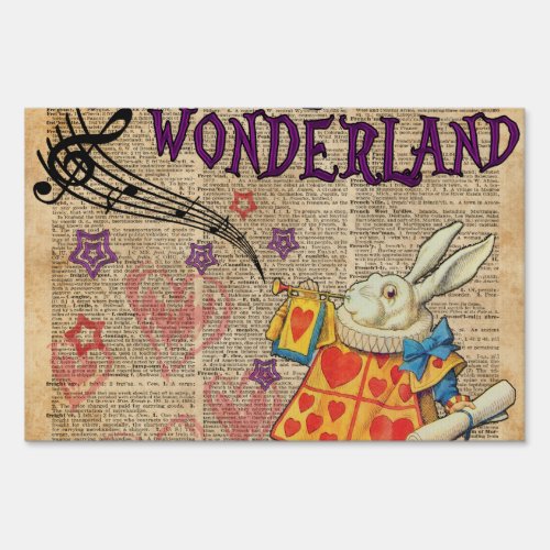 Rabbit Welcome To  Alice In Wonderland Sign