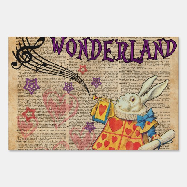 Rabbit Welcome To .. Alice In Wonderland Sign (Front)