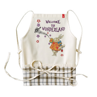 Rabbit Welcome To .. Alice In Wonderland Zazzle HEART Apron
