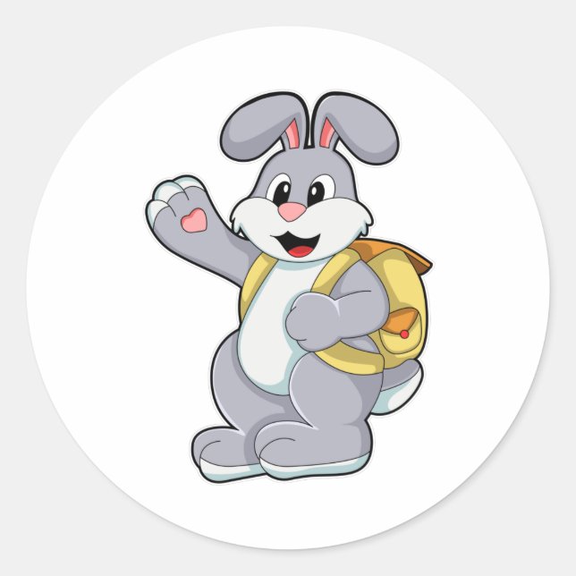 Rabbit with Backpack Classic Round Sticker (Front)