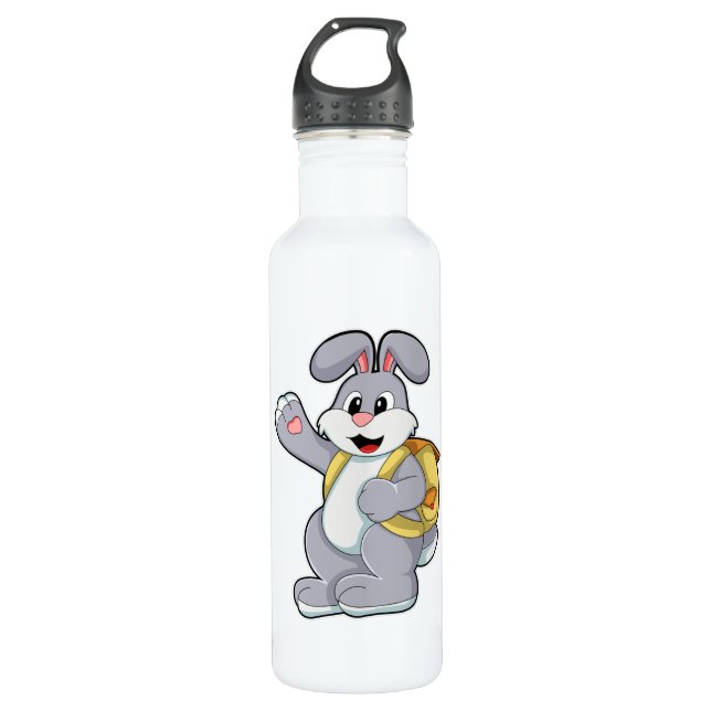 Rabbit with Backpack Stainless Steel Water Bottle (Front)