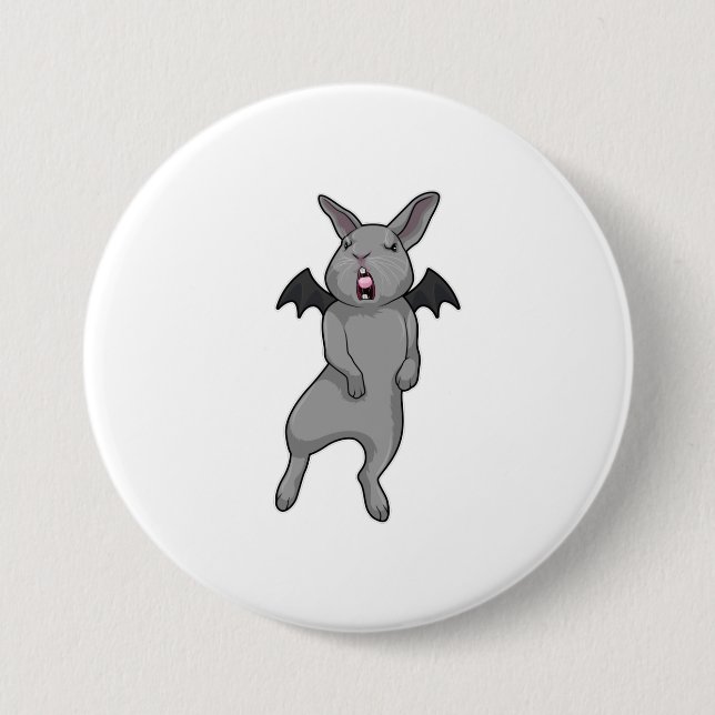 Rabbit with Bat wing Button (Front)