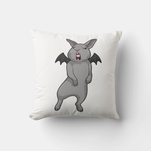 Rabbit with Bat wing Throw Pillow (Front)
