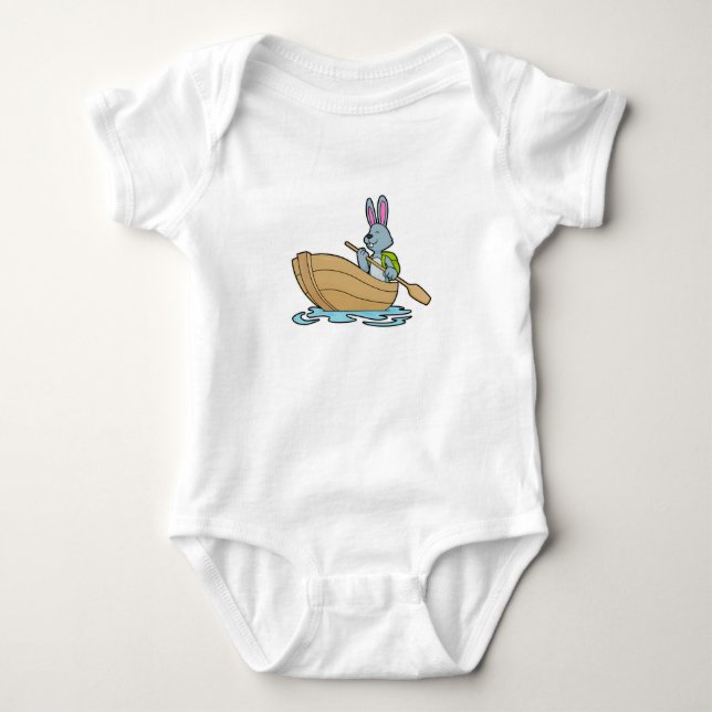 Rabbit with Boat & Paddle Baby Bodysuit (Front)