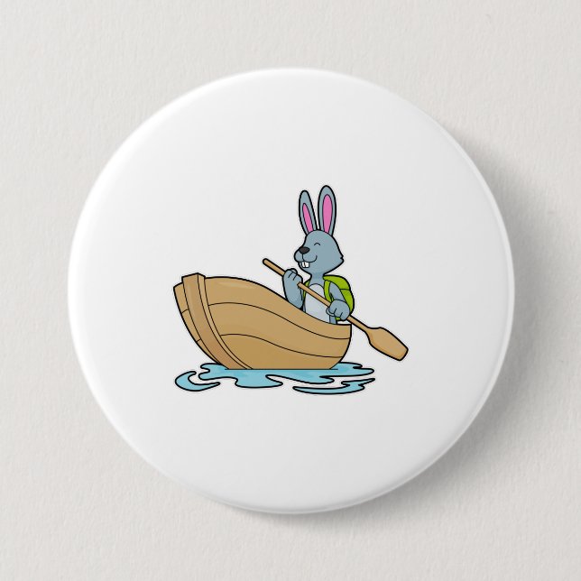 Rabbit with Boat & Paddle Button (Front)