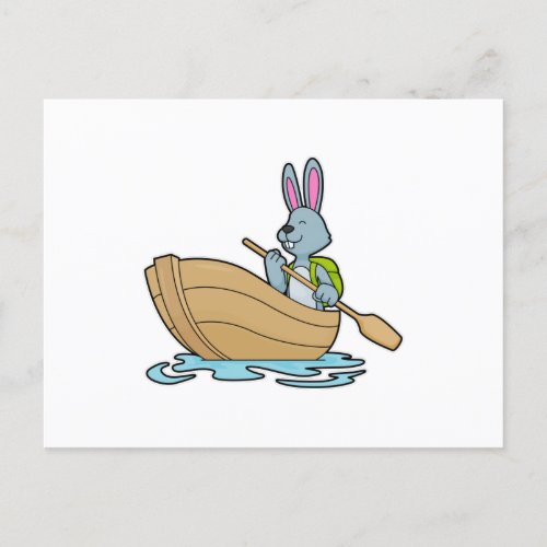 Rabbit with Boat  Paddle Postcard