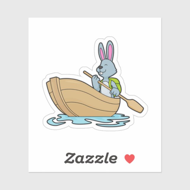 Rabbit with Boat & Paddle Sticker (Sheet)