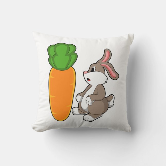 Rabbit with Carrot (2).PNG Throw Pillow (Front)