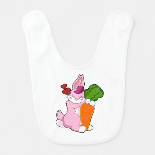 Rabbit with Carrot and Heart Baby Bib