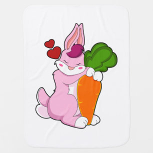 Rabbit with Carrot and Heart Baby Blanket