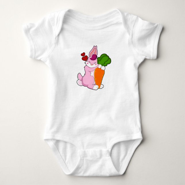 Rabbit with Carrot and Heart Baby Bodysuit (Front)