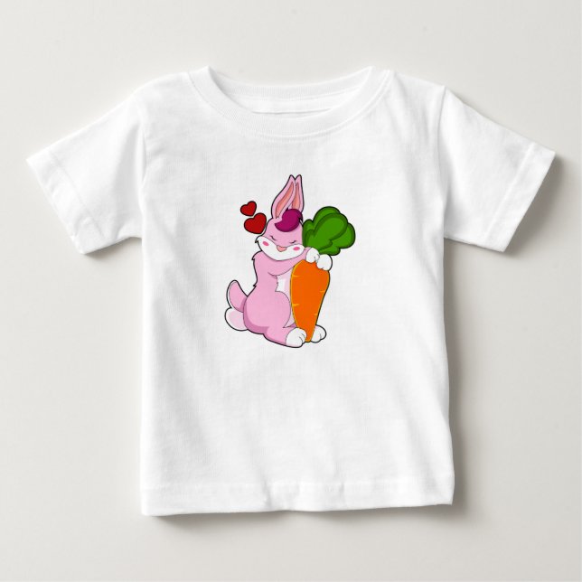 Rabbit with Carrot and Heart Baby T-Shirt (Front)