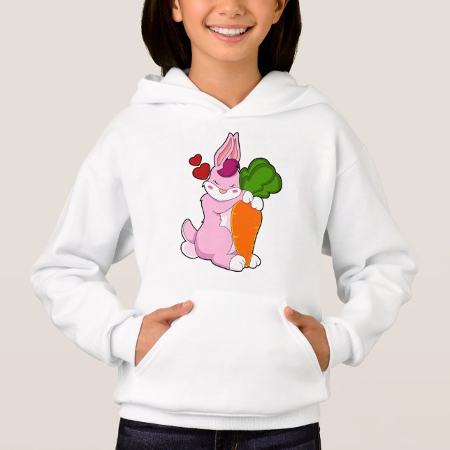 Rabbit with Carrot and Heart Hoodie (Front)