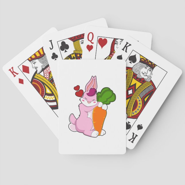 Rabbit with Carrot and Heart Poker Cards (Back)