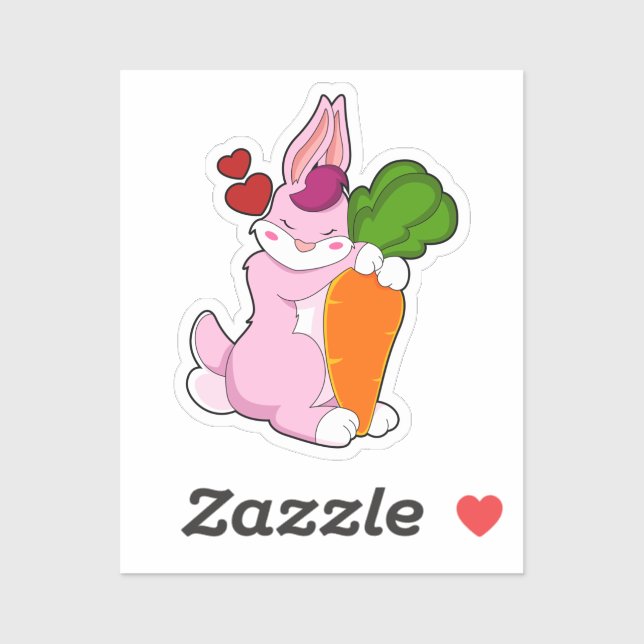 Rabbit with Carrot and Heart Sticker (Sheet)