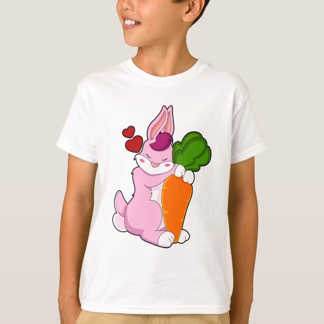 Rabbit with Carrot and Heart T-Shirt (Front)