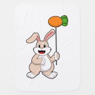 Rabbit with Carrot as Balloon.PNG Baby Blanket
