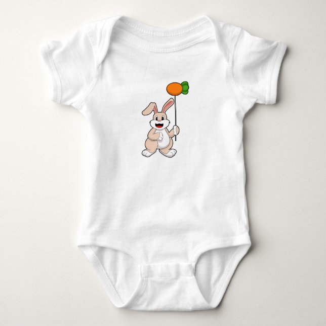 Rabbit with Carrot as Balloon.PNG Baby Bodysuit (Front)
