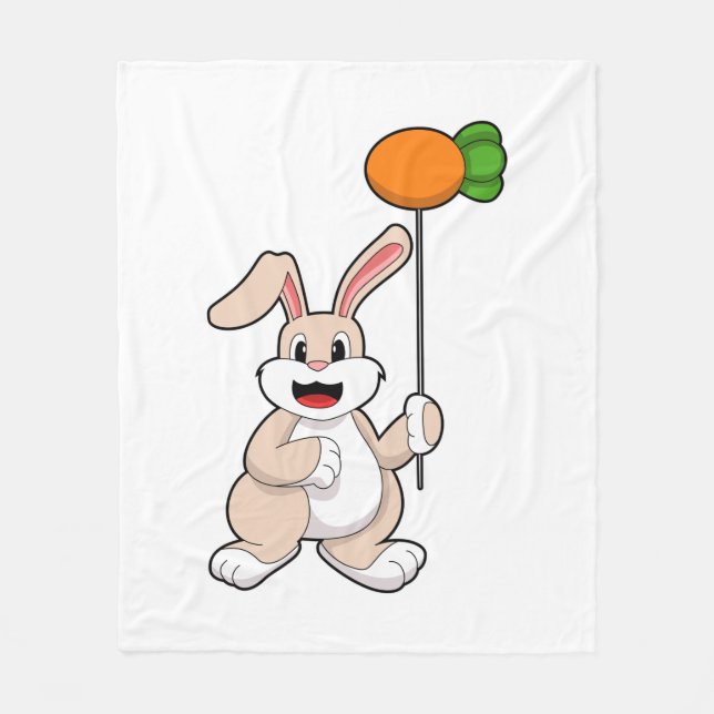 Rabbit with Carrot as Balloon.PNG Fleece Blanket (Front)