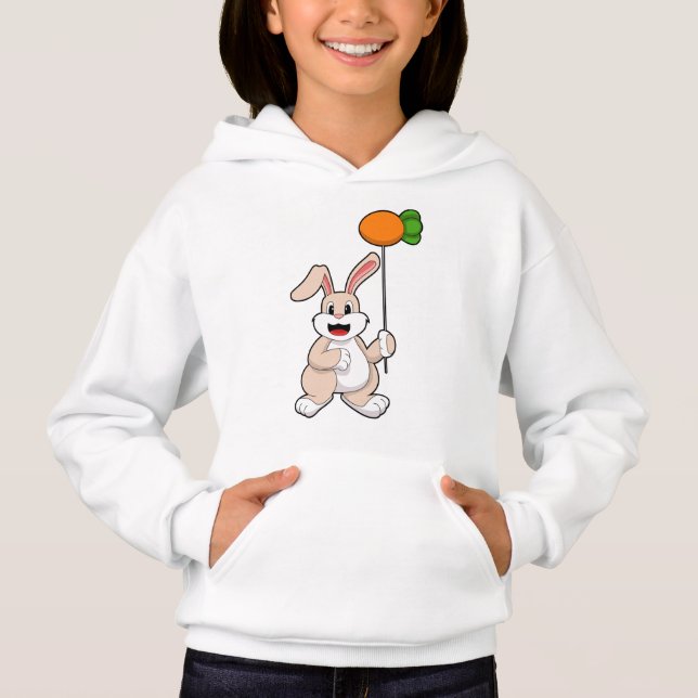 Rabbit with Carrot as Balloon.PNG Hoodie (Front)