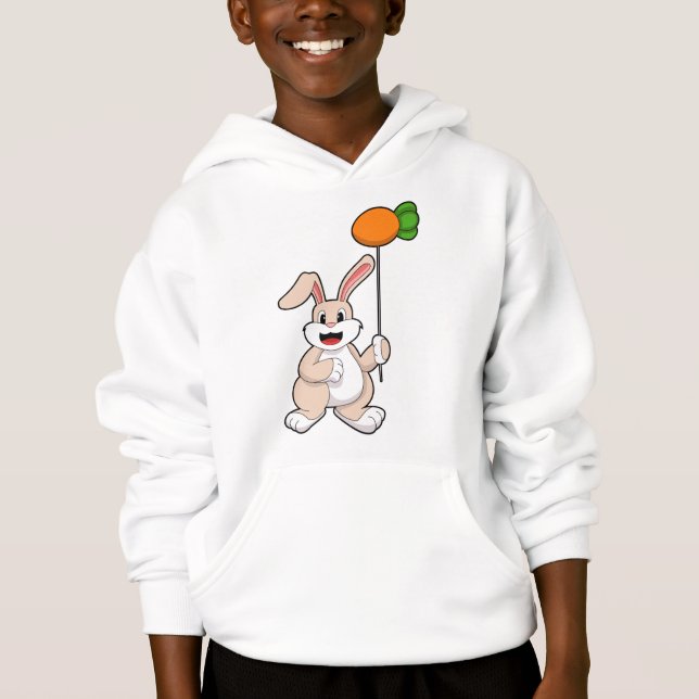 Rabbit with Carrot as Balloon.PNG Hoodie (Front)