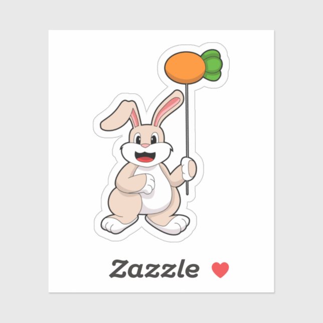 Rabbit with Carrot as Balloon.PNG Sticker (Sheet)