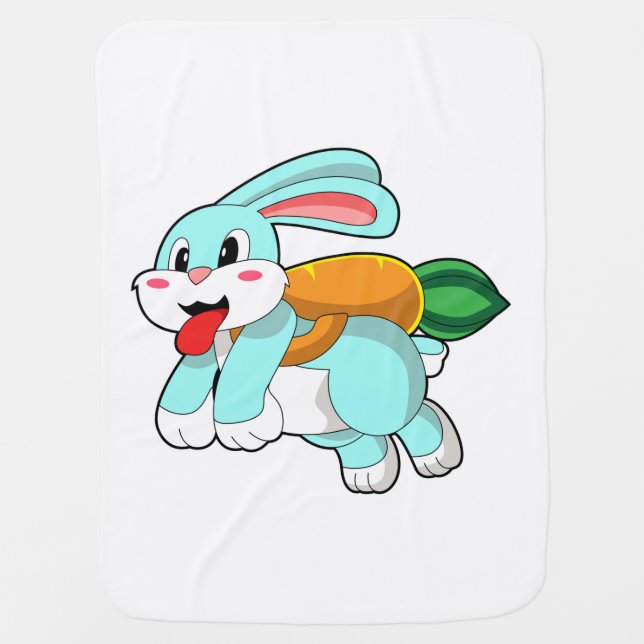 Rabbit with Carrot as Rocket Baby Blanket (Front)
