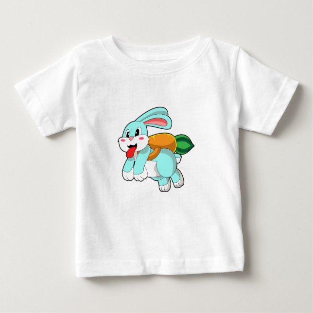 Rabbit with Carrot as Rocket Baby T-Shirt (Front)