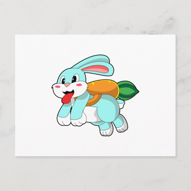 Rabbit with Carrot as Rocket Postcard (Front)