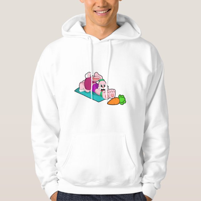 Rabbit with Carrot at Yoga on Yoga mat Hoodie (Front)