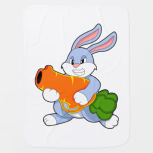 Rabbit with Carrot Baby Blanket