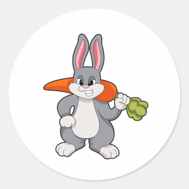 Rabbit with Carrot Classic Round Sticker (Front)