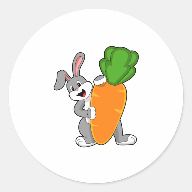 Rabbit with Carrot Classic Round Sticker (Front)