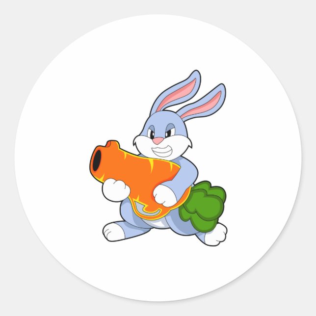 Rabbit with Carrot Classic Round Sticker (Front)