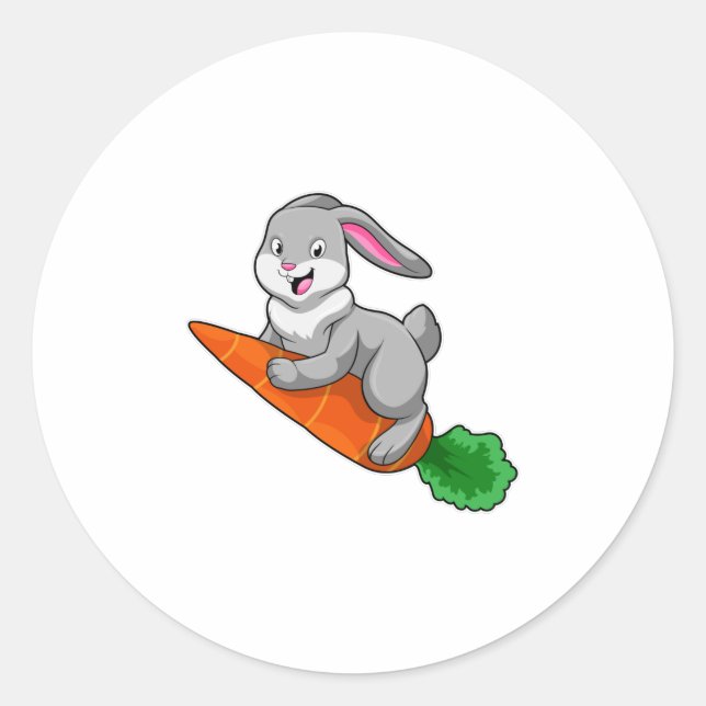 Rabbit with Carrot Classic Round Sticker (Front)
