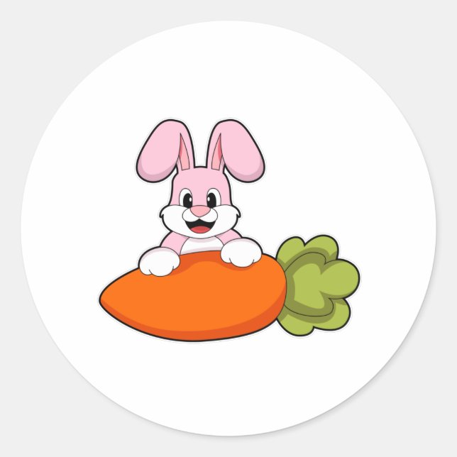 Rabbit with Carrot Classic Round Sticker (Front)