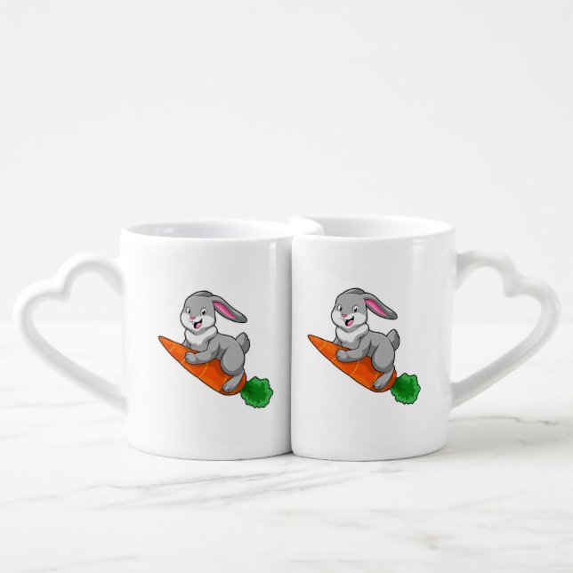 Rabbit with Carrot Coffee Mug Set (Front Nesting)