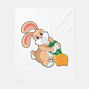 Rabbit with Carrot Fleece Blanket