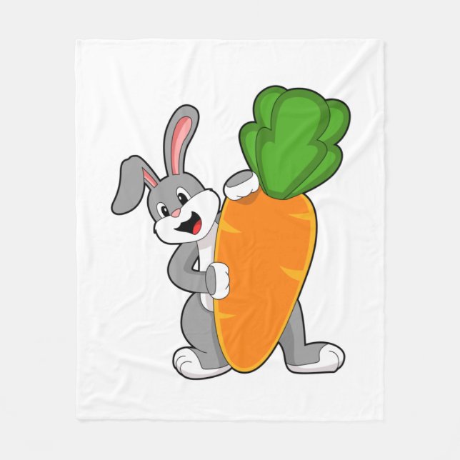 Rabbit with Carrot Fleece Blanket (Front)