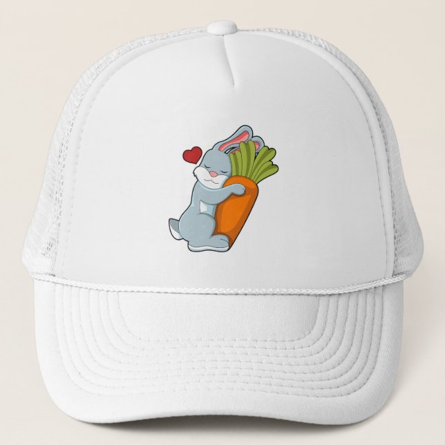 Rabbit with Carrot & Heart Trucker Hat (Front)