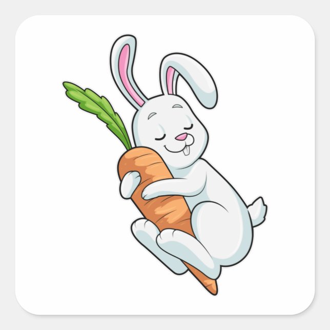 Rabbit with Carrot Square Sticker (Front)